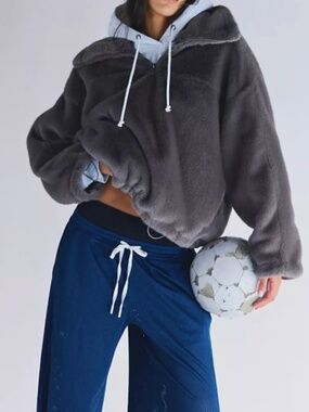 Free People Alpine Faux Fur Half-Zip Nortic Color